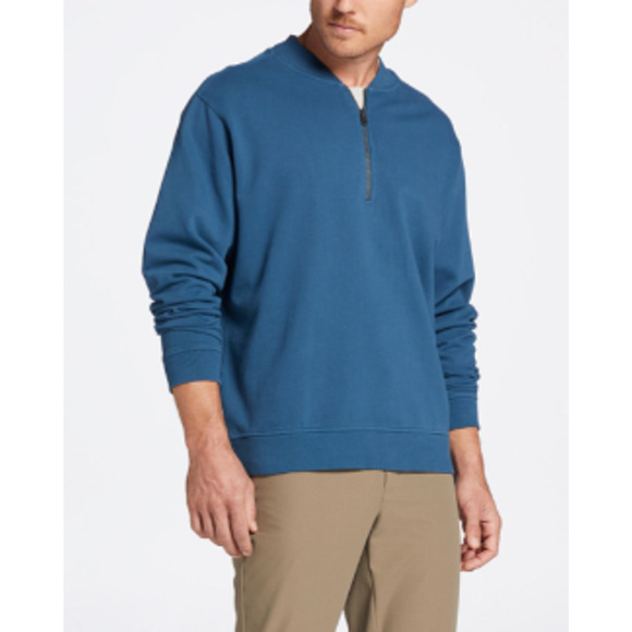 VRST Men's Washed Terry Half-Zip Bomber Jacket Large Teal NWT - Picture 1 of 5